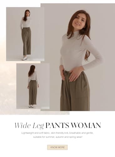 Dokotoo Wide Leg Pants Woman Palazzo Pants 2026 Drawstring Flowy Elastic Waist Petite Casual Dress Trousers Vacation Outfits with Pockets Beach Vacation Clothes,Olive XX-Large - Thumbnail 5