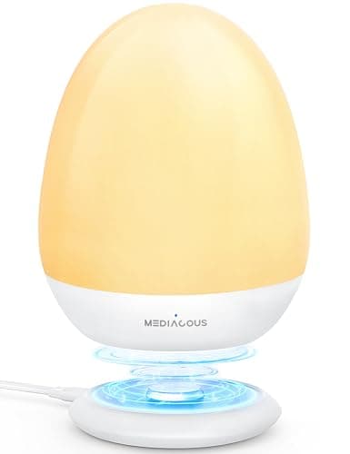 MediAcous Night Lights for Kids Room, Egg Light for Nursery with Stable Charging Pad, Dimmable Baby Night Light with 1H Timer & Touch Control, ABS+PC LED Egg Night Light for Breastfeeding, Up to 200H