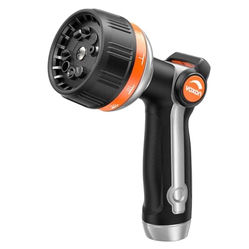 VOXON Hose Nozzle Heavy Duty 10 Spray Patterns - Metal Garden Water Hose Sprayer with Thumb Flow Control | On Off Valve, Nozzle Sprayer for Lawn & Plant Watering, Car & Pet Washing - Image 1