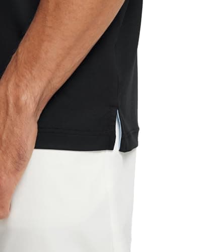 M MAELREG Golf Polo Shirts for Men Chest Striped Print Business Casual Collared Moisture Wicking Dry Fit Golf Polos Black - Thumbnail 5