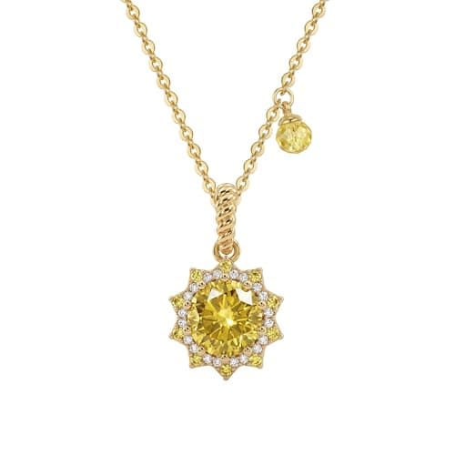 MTMY Birthstone Necklace for Women, 14K Gold Plated Sunburst Necklace with Removable Charm Birthday Jewelry Gift (November) - Image 1