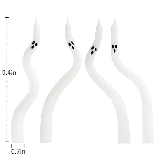 Halloween Decorations Indoor - 4 Pack Cute Ghost Taper Candles - Halloween Centerpieces for Tables - Twisted Candle Decoration for Mantel Table - Spooky Ghosts Candle Decor for Home Party Room - Thumbnail 2
