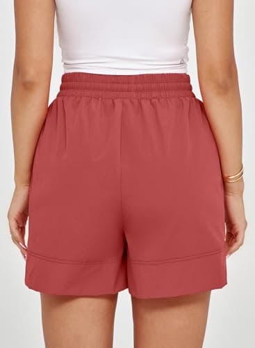 Dokotoo Athletic Shorts for Women Red Running Workout Gym Womens Shorts High Waisted Causal Summer Outfits 2026 Beach Vacation Clothes Pockets Spring Elastic Quick Dry Yoga Size Medium Hiking - Thumbnail 5