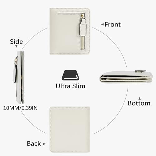 Gostwo Womens Wallet, Small Wallet for Women, Compact Bifold Card Holder, Mini Slim RFID Blocking Cash Wallet, Billfolds Thin Leather Zipper, Gift for Ladies Teen Girls Travel with ID Window, Beige - Thumbnail 4