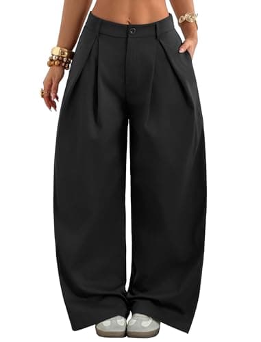 ZAFUL Parachute Pants Woman Casual Baggy Pants Zipper Vintage Hippie Y2K Wide Leg Sweatpants with Pockets Streetwear Women Black L - Image 1