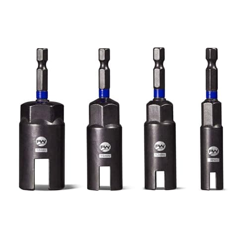Facoow Wing Nut Driver Set 4PCS, Power Wing Nut Driver Bit 9mm, 12mm, 15mm, 18mm,1/4" Hex Shank Wing Nut Socket for Wing Nuts, CR-V Steel Wing Nut Setters for Eye Bolt, Hook Bolt, Wire Twisting - Image 1