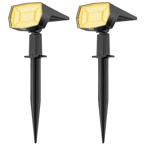 Fabrito 72 LEDs Solar Spot Lights Outdoor Waterproof, 3 Modes Landscape Spotlights, Dusk to Dawn Solar Powered Flood Wall Lights for Outside, Solar Garden Lights for Yard Porch 2 Pack (Warm White) - Image 1