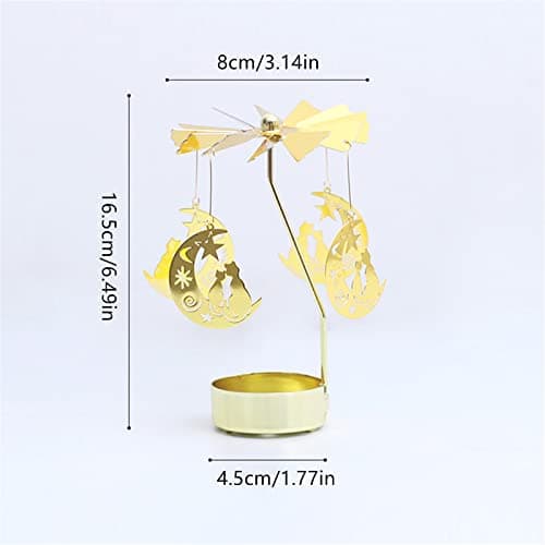 Spinning Candle Holder, Rotating Carousel Tealight Candle Holder, Unique Birthday Gift for Women, Mom, Sister, Friends, Christmas, Valentine's Day (Moon Cat) - Thumbnail 6