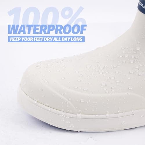 WOVENPAK Deck Boots for Men, Rain Boots Men, Waterproof Fishing Boot, Mens Deck Boots, Anti-slip Rubber Work Ankle Rain Boot Shoes for Outdoor Fishing, Boating, Size 8 - Thumbnail 5