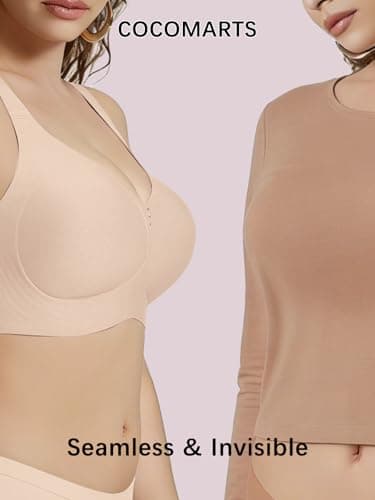 COCOMARTS Jelly Bras for Women No Underwire Full Coverage Push Up Seamless Bralettes Comfortable Supportive Tshirt Bra Nude Small - Thumbnail 6