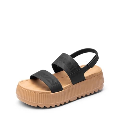 DREAM PAIRS Women's Platform Water Sandals Adjustable Lightweight Waterproof Summer Beach Wedge Chunky Sandals,Size 8,Black,SDWS26002W - Image 1