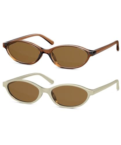 QALLY Retro Oval Womens Sunglasses Cat Eye Sunglasses for Women: Chic 90s Sunnies Lightweight Trendy UV protection Sun Glasses - Image 1