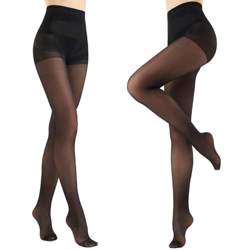 WiliW 2 Pairs Ultra Strong Tights for Women 10D Rip Resistant Sheer Pantyhose High Waist Control Top Tights(Black M) - Image 1
