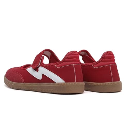 Foiola Womens Sneakers Casual Lightweight Tennis Shoes Slip on Footwear Women's Fashion Retro Sneakers for Dress Jeans Skirts Red - Thumbnail 4