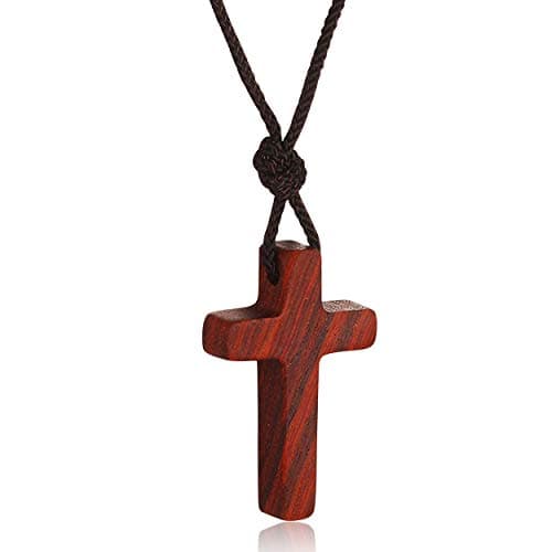 Rehoboth Sandalwood Wooden Cross Pendant Necklaces for Women Men Handcrafted Gift Wood Hang from Rearview Mirror Pendant Decoration - Image 1