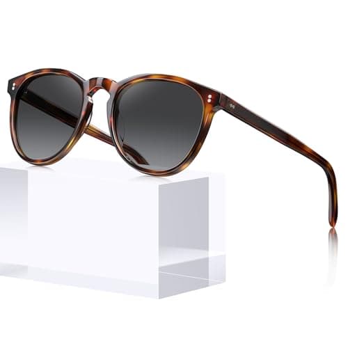 CARFIA Acetate Polarized Sunglasses for Women Trendy Retro Sun Glasses Gray Gradient Lenses