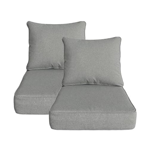 Garden lucky Outdoor 24"x24" Deep Seat Patio Cushion Set of 2, Outdoor Chair Cushions with Water-Resistant UV Resistant Weather Resistant Sectional Sofa Pad and Removable Covers,Light Grey