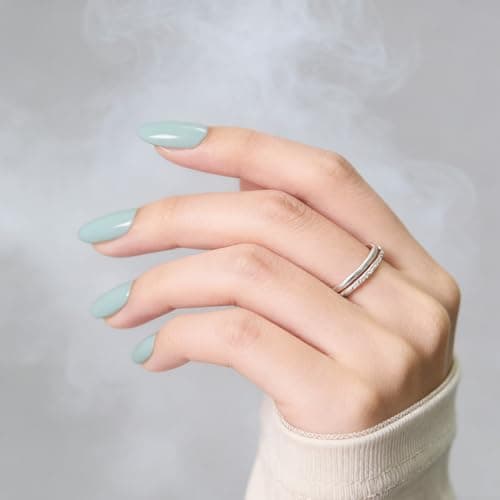 Medium Almond Press On Nails Light Blue Green, Soft Gel Reusable Fake Nails Kit with Nail Glue, 30 Pieces 15 Sizes Durable Stick On False Nails for Women Gift - Thumbnail 5