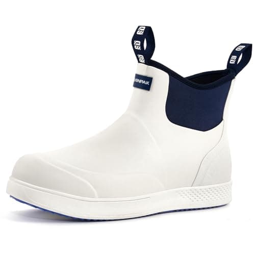 WOVENPAK Deck Boots for Men, Rain Boots Men, Waterproof Fishing Boot, Mens Deck Boots, Anti-slip Rubber Work Ankle Rain Boot Shoes for Outdoor Fishing, Boating, Size 11 - Image 1