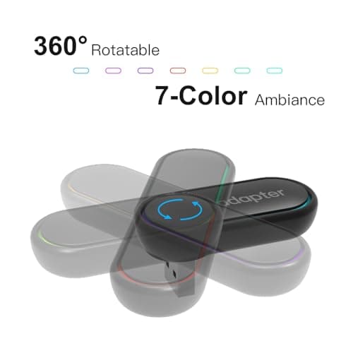 GamiAcces Wireless CarPlay Adapter for iPhone Convert Wired to Wireless CarPlay Adapter 360°Rotation 7-Color LED Mini Size Stable Control and No Delay Black - Thumbnail 2