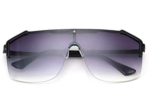 FEISEDY Classic Siamese One Piece Oversized Sunglasses Nice Rimless Stylish Retro Design for Women Men B2634 - Thumbnail 2