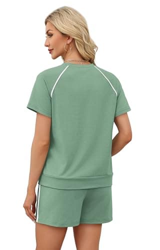 Sampeel Plus Size Spring for Women Lounge Set 2 Piece Summer Outfits 2026 Matching Set Loungewear Two Piece Travel Outfits Beach Vacation Maternity Clothes Resort Wear Green 2XL - Thumbnail 5
