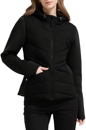 Orolay Women's Hooded Quilted Puffer Jacket Zip Up Lightweight Jacket Casual Outdoor Spring Coat Black Large - Image 1