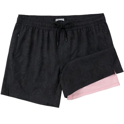CoozySphere Mens Swimming Trunks with Compression Liner 5 Inch 2 in 1 Quick-Dry Swim Shorts with Zipper Pockets XL - Image 1