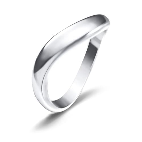 Zuyaeui 14K White Gold Plated Twisted Wave Ring for Women, 4mm Dome Polished 925 Sterling Silver Stackable Band, Wedding Anniversary Engagement Promise Gift for Her, Size 6 - Image 1