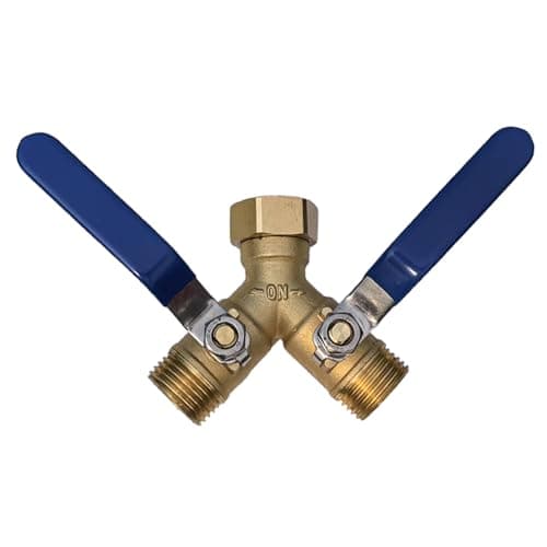 Cbumane Brass Garden Hose Diverter 2-Way Heavy Duty, Y-Valve Hose, Hose splitter,US Gauge Stainless Steel Extended Handle Diverter, 3/4’ GHT Threaded Y-Valve Garden Hose Tap Adapter - Image 1