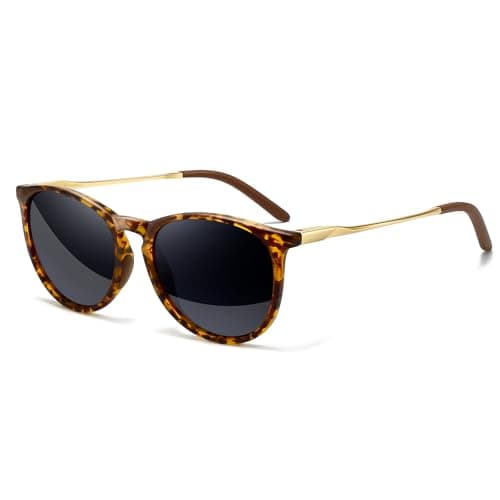SUNGAIT Original Design Trendy Sunglasses Polarized Vintage Round Classic Retro Style for Women and Men (2025 Amber Frame/Gray Lens) - Image 1