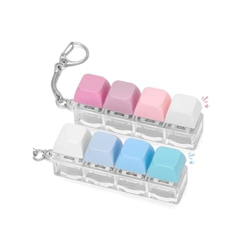 Netholid 2 PCS Keyboard Fidget Toys for Adults Silent and Loud Keyboard Clicker Keychain Sensory Toy for Anxiety Stress Relief Autism (Blue&Purple, 4 in 1-2P) - Image 1