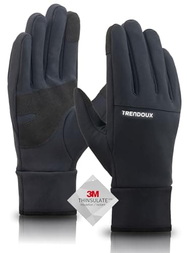TRENDOUX Touchscreen Fingers Thin Warm Black Tech Winter Gloves for Men Women Size Small, Anti-Slip 3M Grip Lightweight Insulated Mitten Work Gloves Indoor Outdoor for Extreme Freezing Cold Weather - Image 1