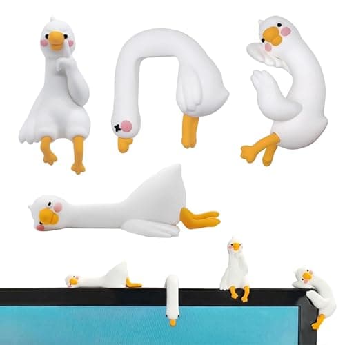 JOZRTOR Funny Resin Desk Goose Decor 4 PCS, Mini Cute Goose Figurines for Computer Monitor, Car Dashboard and Rearview Mirror, Office Desk, Photo Frame Decorations Accessories & Housewarming Gifts - Image 1