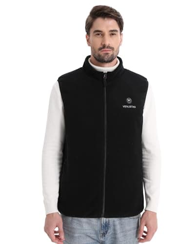 Venustas Men's Heated Vest, 20 Hours Warmth, Lightweight Insulated Electric Fleece Vest with Battery (20H, Black, 2X-Large) - Thumbnail 2