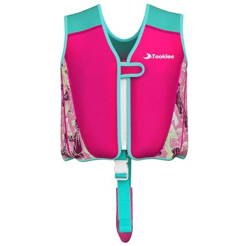 Tooklee Kids Swim Vest for Girls 1-2-3-5-7-9 Years Old, Toddler Swim Vest 20-30-40-80 Pounds with Adjustable Buoyancy for Swimming Trainer, Kids Pool Floaties Jacket with Crotch Strap, Pink, L - Thumbnail 6
