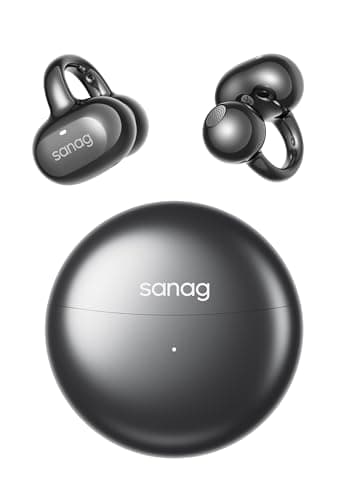 Sanag S6SUltar Open Ear Headphones Bluetooth 6.0, Clip On Earbuds 42H Playtime, IPX7 Waterproof Wireless Earphones with App, Lightweight for Running Gym Sports Cyclin (Black) - Image 1