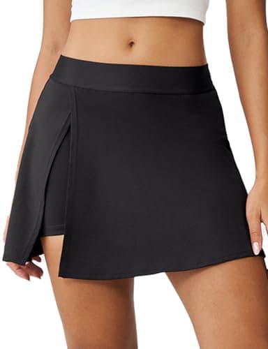 K-Swiss Skorts for Woman - Sweat Wicking Athletic Skirt with Short Side Split for Golf Pickleball Tennis Running Workout, Black/Black XS - Image 1
