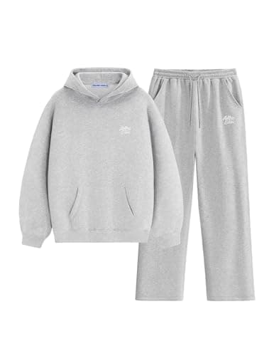 Aelfric Eden Womens Sweatsuits 2 Piece Set Oversized Fleece Hoodie and Sweatpants Track Suits Sweat Matching Lounge Pants Fall Grey X-Large
