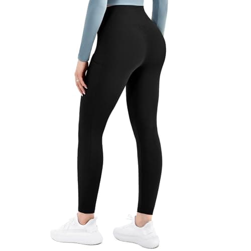 Ipletix High-Waisted Leggings for Women with Pockets Soft Yoga Pants for Gym Workout Black XXL - Thumbnail 2