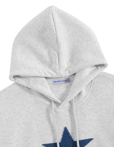 Aelfric Eden Star Embroidered Hoodies Women Graphic Print Y2k Oversized Hoodie Long Sleeve Pocket Casual Pullover Sweatshirt Grey Blue M - Thumbnail 4