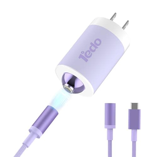 Magnetic for iPhone Charger, 1°edo GaN 30W Fast USB C Charger Block, PD 3.0 QC 4.0 Foldable with 6FT Cable Magnetic Fast Charger for iPhone 17/16 and More Series, Samsung Galaxy, iPad(Purple)
