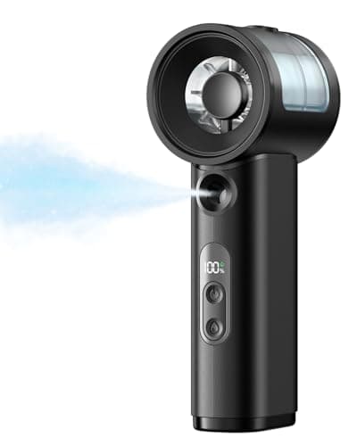 SWEETFULL Handheld Misting Fan Portable - 5000mAh Rechargeable Battery, Powerful Turbo Personal Mister Fans, 5 Speed, Mini Water Spray Mist Hand Fan for Travel, Outdoors, Beach Vacation (Black)