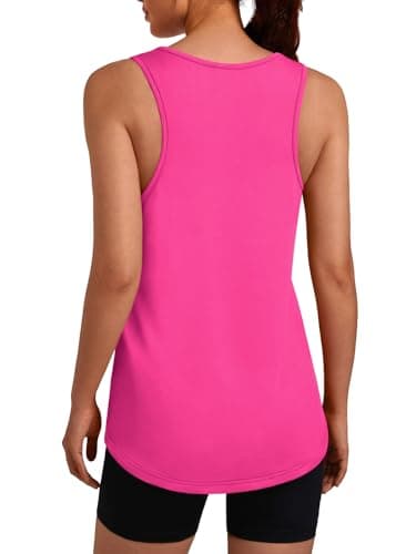 3rd hill Women's Workout Tank Tops Racerback Quick Dry Sleeveless Shirt for Yoga Running Gym Loose Fit Athletic Tanks Rose Red S - Image 1