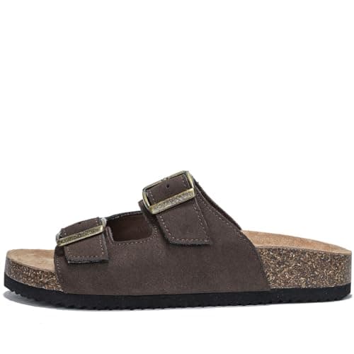 BOGELOO Kids Sandals for Girls & Boys Footbed Non-Slip Cork Boys & Girls Slide Toddler Slippers with Adjustable Straps for Indoor & Outdoor(coffee,4 Big Kid) - Thumbnail 4