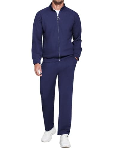 COOFANDY Men Tracksuit 2 Piece Sport Sets Casual Athletic Track Suit Winter Jogging Sweat Suits Blue Violet Medium - Image 1