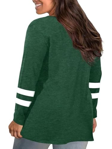 Plus Size St Patricks Day Shirt Women Funny Irish Festival Holiday Long Sleeve Tops Lucky Green Tee T-Shirt - Thumbnail 2