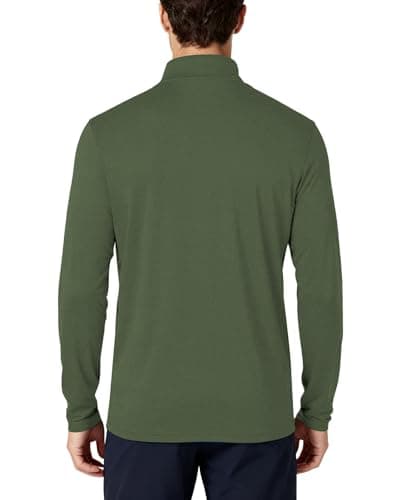 Mens Quarter Zip Pullover UPF 50+ Long Sleeve Sun Protection Shirts Wicking Moisture Dry Fit Lightweight Workout Gym Outdoor Fishing Golf Casual Athletic Tops Army Green L - Thumbnail 2