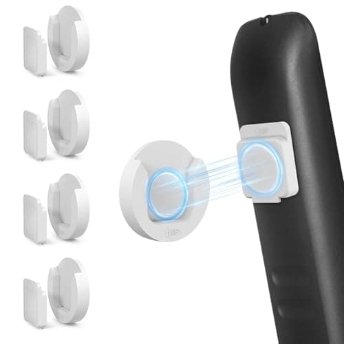 YYILIS Magnetic Remote Control Holder Wall Mount, 4 Pack Upgrade Remote Control Organizers Storage Self-Adhesive TV Remote Control Caddy for Back of TV White - Image 1