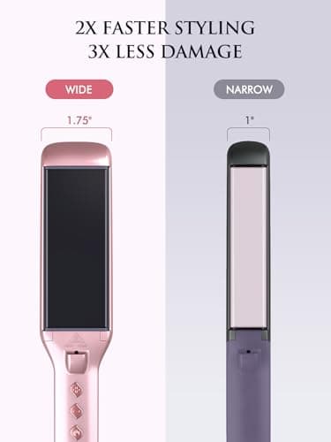 LANDOT Wide Flat Iron Hair Straightener - 1.75" Professional Ceramic Straightening Iron for Faster Styling, Extra Shine Hair, Dual Voltage Adjust Temp 250-450℉ All Hair Types, Ideal for Busy Morning - Thumbnail 2